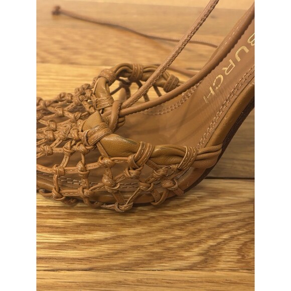 Tory Burch Helena Mesh 110mm Lace Up Pumps Heels Brown leather Strap Size 8 - Picture 3 of 16
